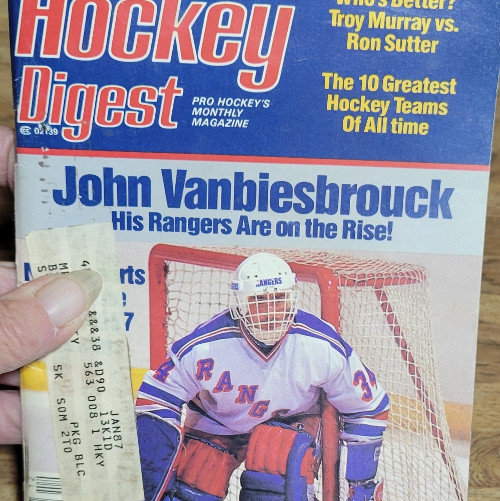 Vintage Hockey Magazine with John Vanbiesbrouck Cover